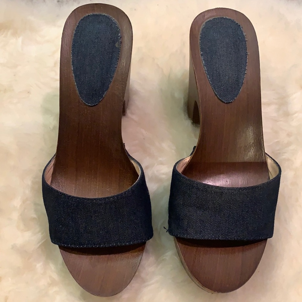 Denim Platform Slip-on Sandals